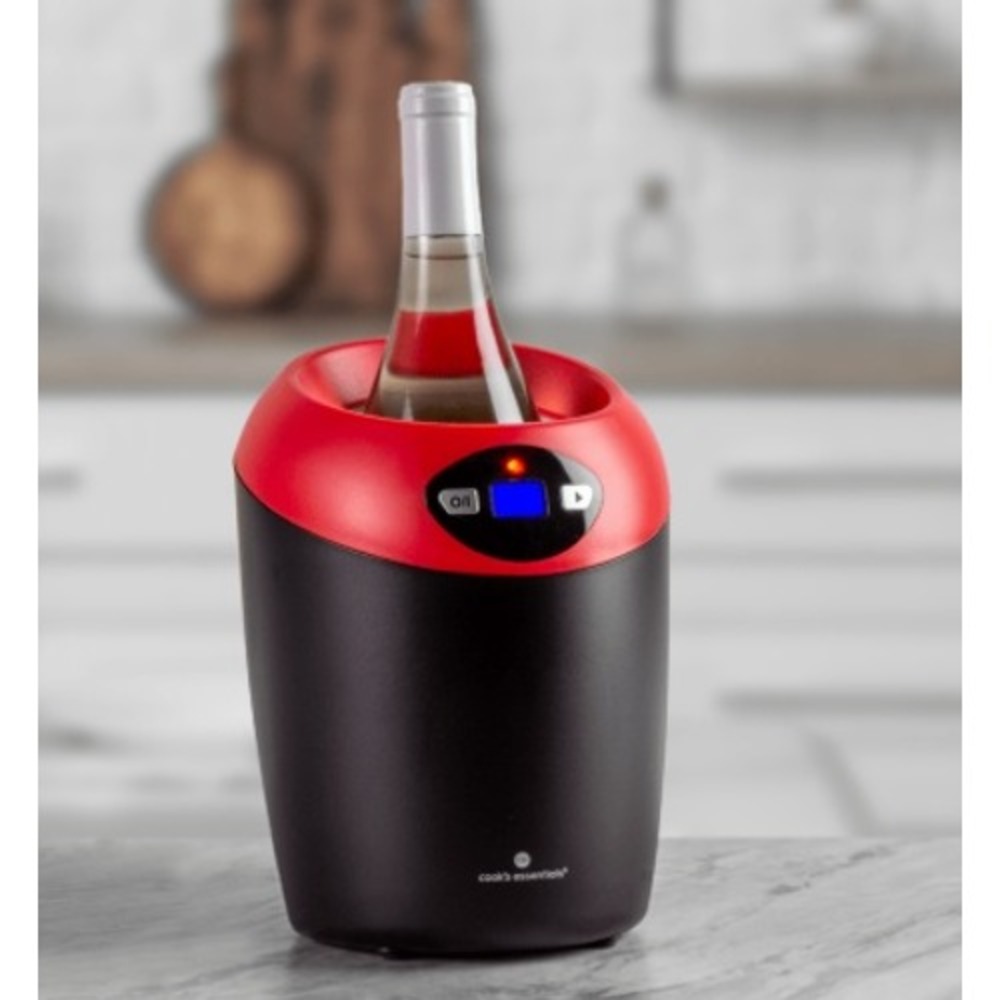 NIB Cooks Essentials Electric Wine Bottle Chiller Warmer EF8619 Black Red K51086